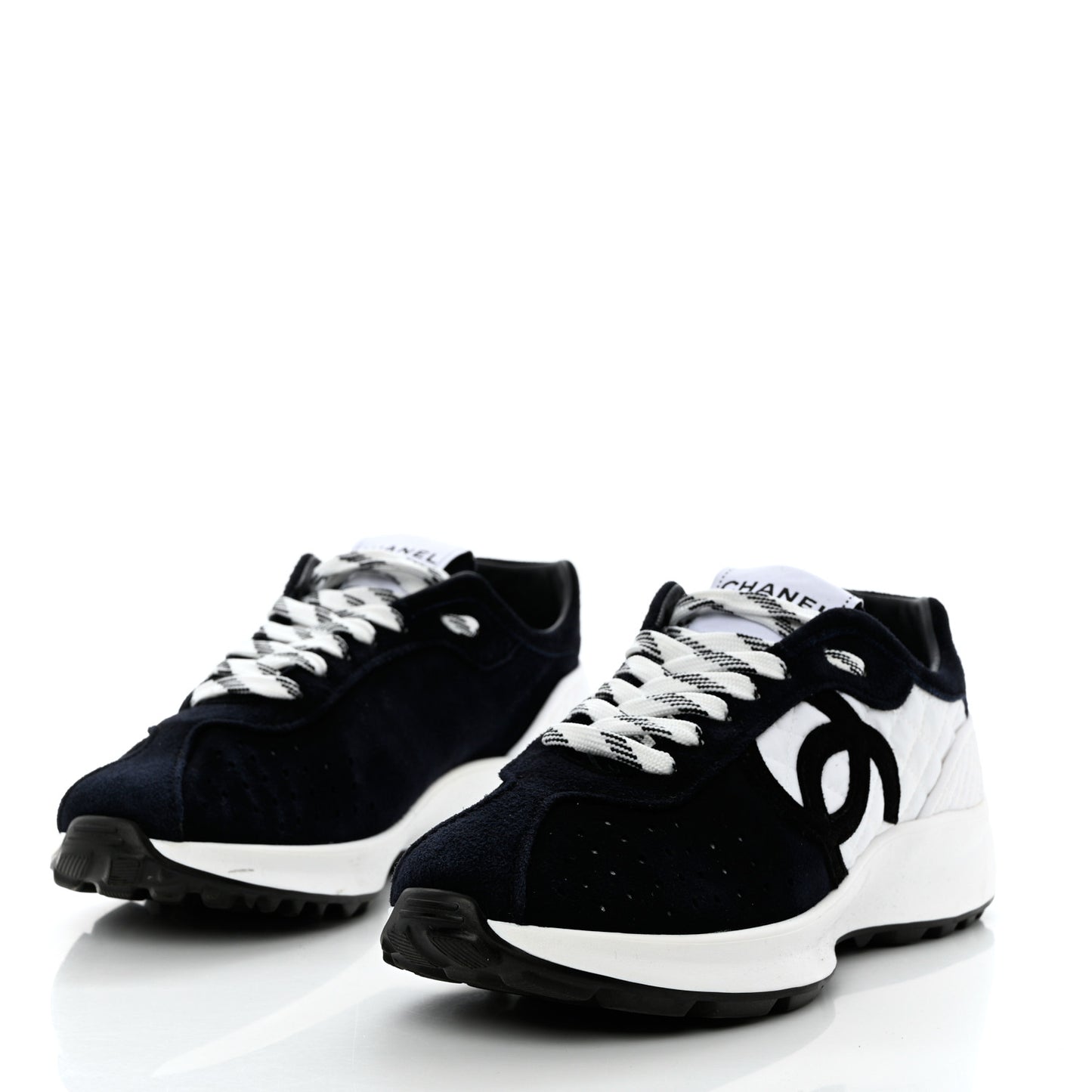 Suede Perforated Womens CC Sneakers 38.5 Navy White