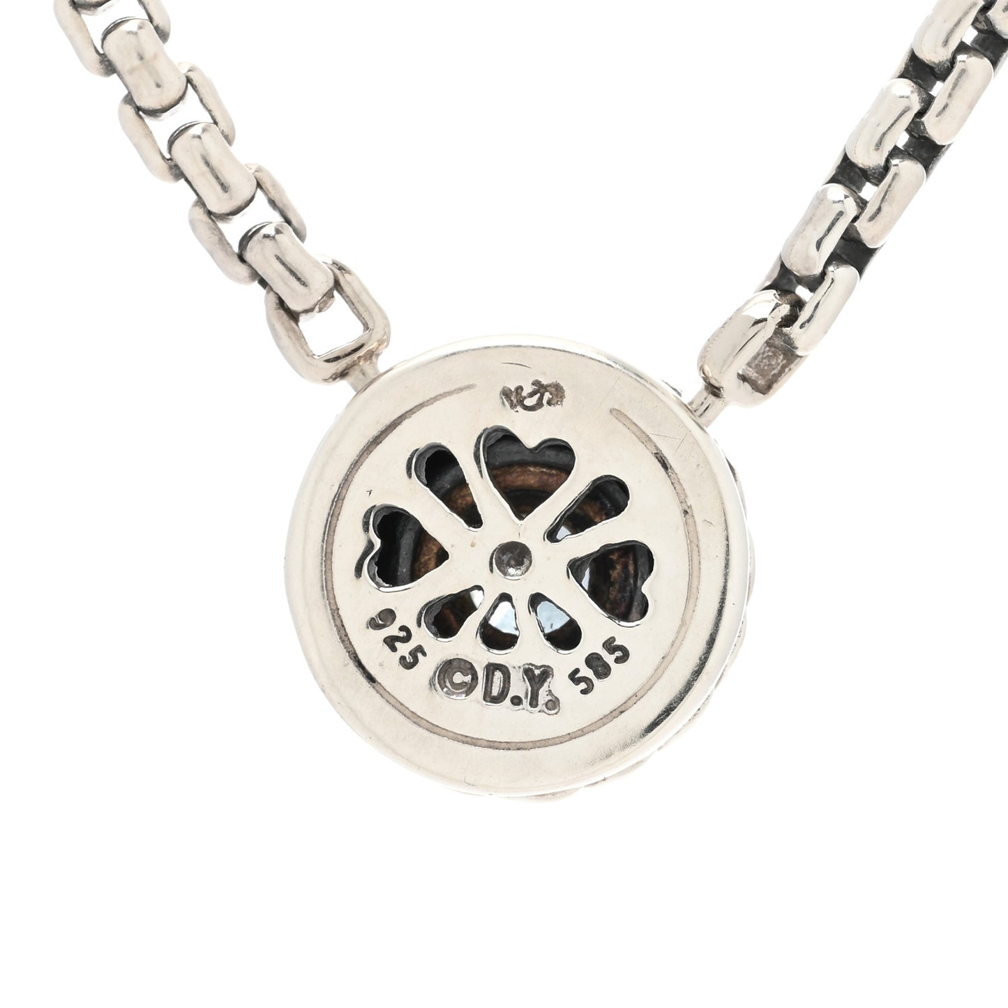 Sterling Silver 18K Yellow Gold Blue Topaz 12mm Cookie Pendant Necklace