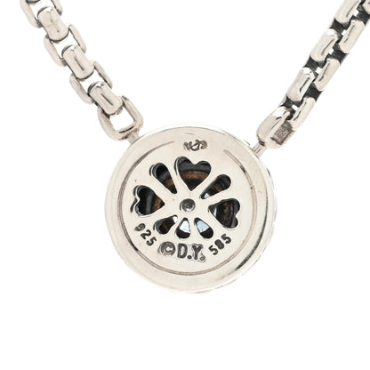 David Yurman Sterling Silver 18K Yellow Gold Blue Topaz 12mm Cookie Pendant Necklace 4 of 4