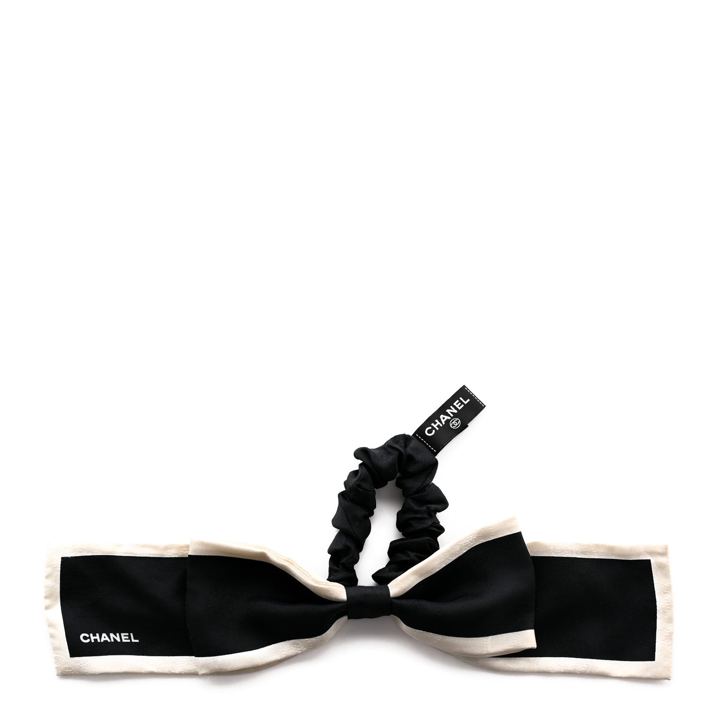 Silk Hair Tie Black Ivory