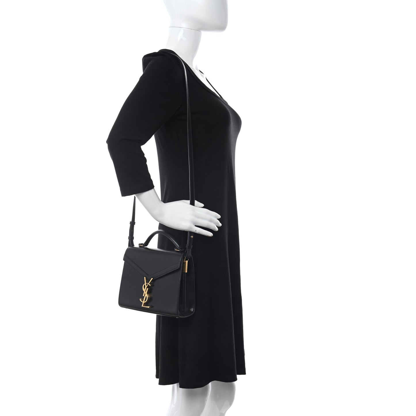 Calfskin Mini Classic Monogram Cassandra Top Handle Black