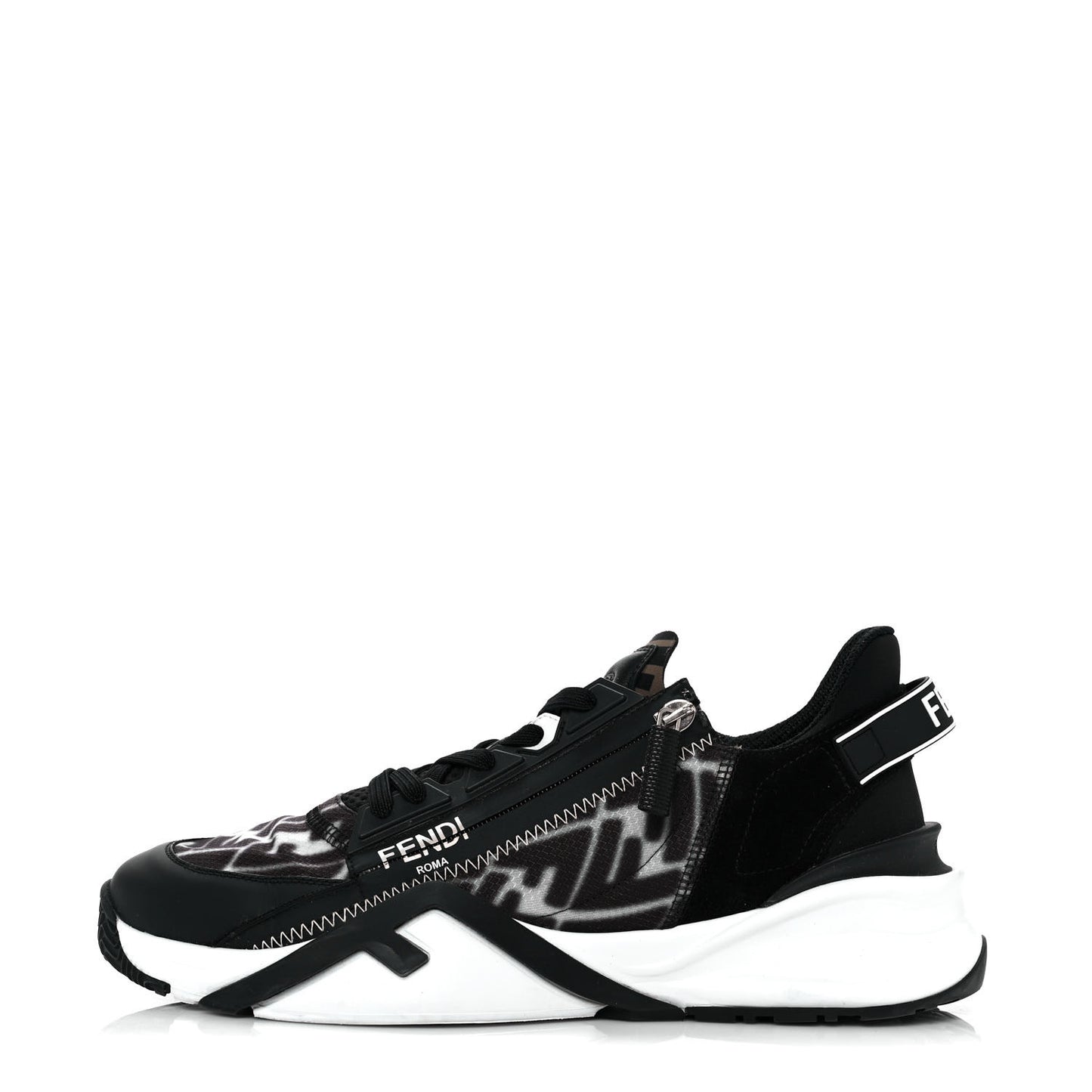 X SARAH COLEMAN Nylon Lycra FF Vertigo Mens Fendi Flow Low Top Sneakers 9 Black