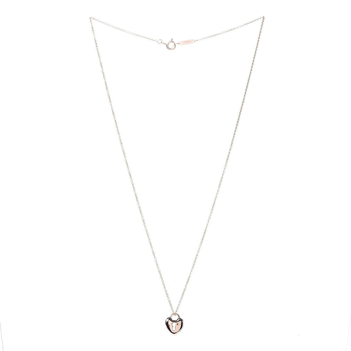 18K Rose Gold Mini Heart Lock Pendant Necklace