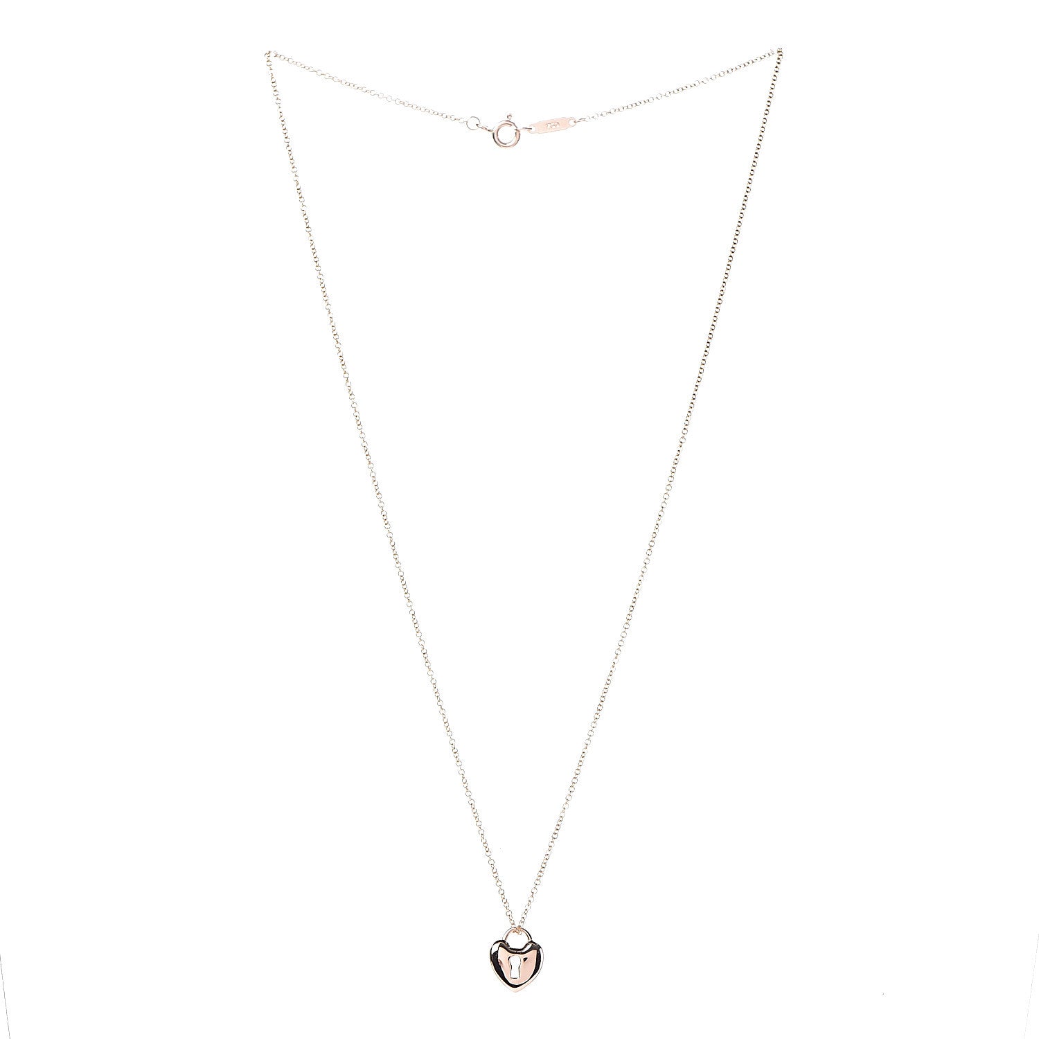 Tiffany 18K Rose Gold Mini Heart Lock Pendant Necklace 3 of 7