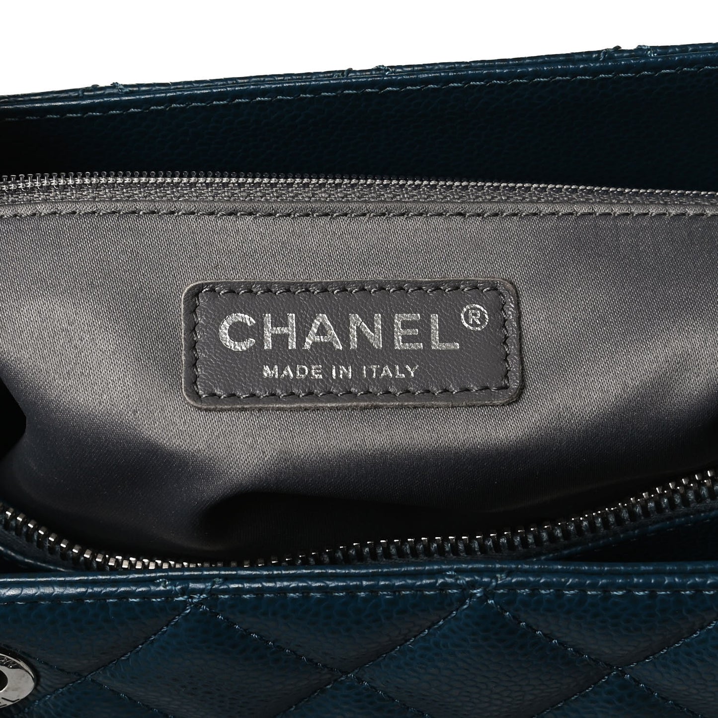 Caviar Quilted XL Grand Shopping Tote GST Navy Blue