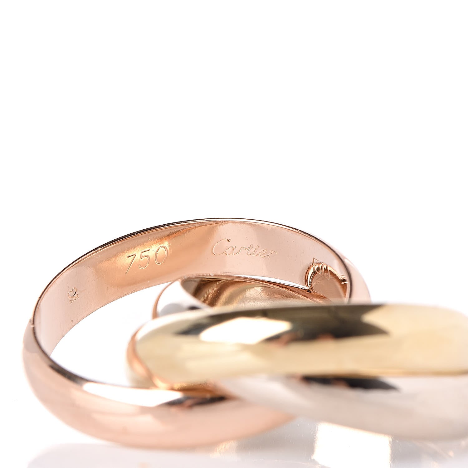 Cartier 18K Pink Yellow White Gold Classic Trinity Ring 50 5.25 4 of 5