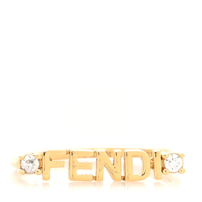 Fendi Metal Crystal Signature Ring Gold 1 of 5