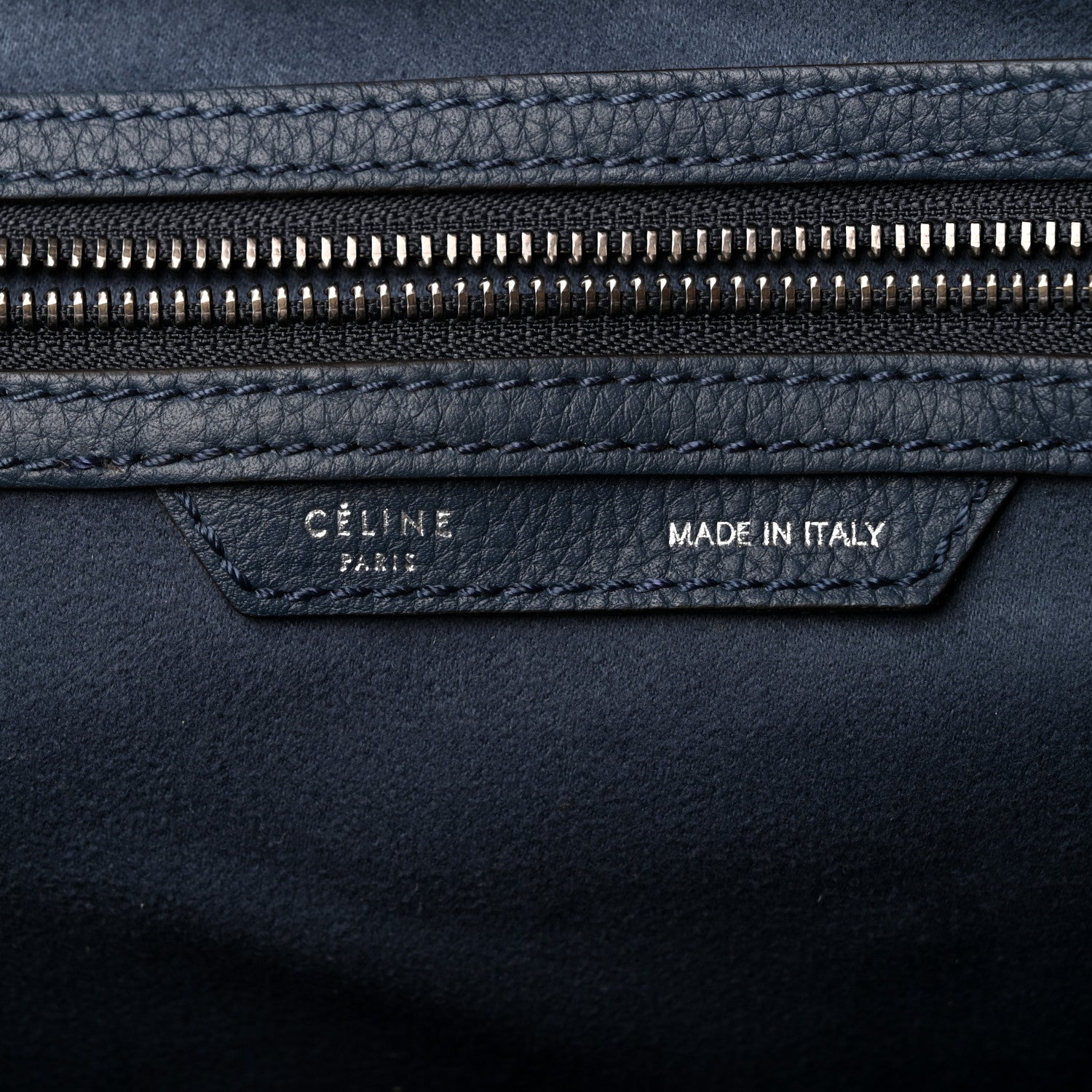 Celine Drummed Calfskin Mini Luggage Blue 5 of 9