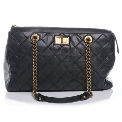 Chanel Calfskin Diamond Debossed Large Cosmos Zip Tote Black 1 of 7