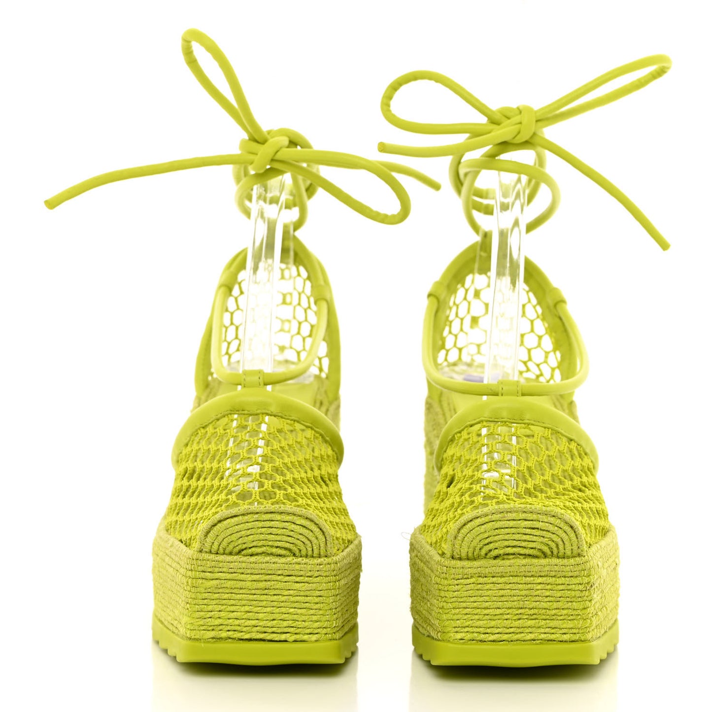 Mesh Lambskin Sporty Web Stretch Ankle Tie Espadrilles 36 Kiwi