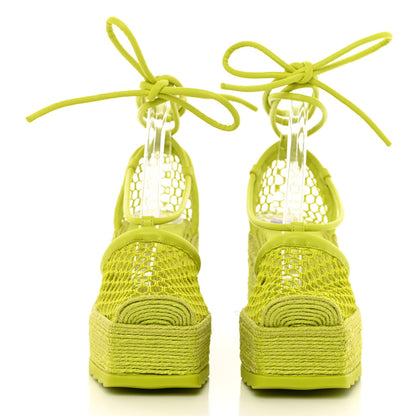 Bottega Veneta Mesh Lambskin Sporty Web Stretch Ankle Tie Espadrilles 36 Kiwi 2 of 10