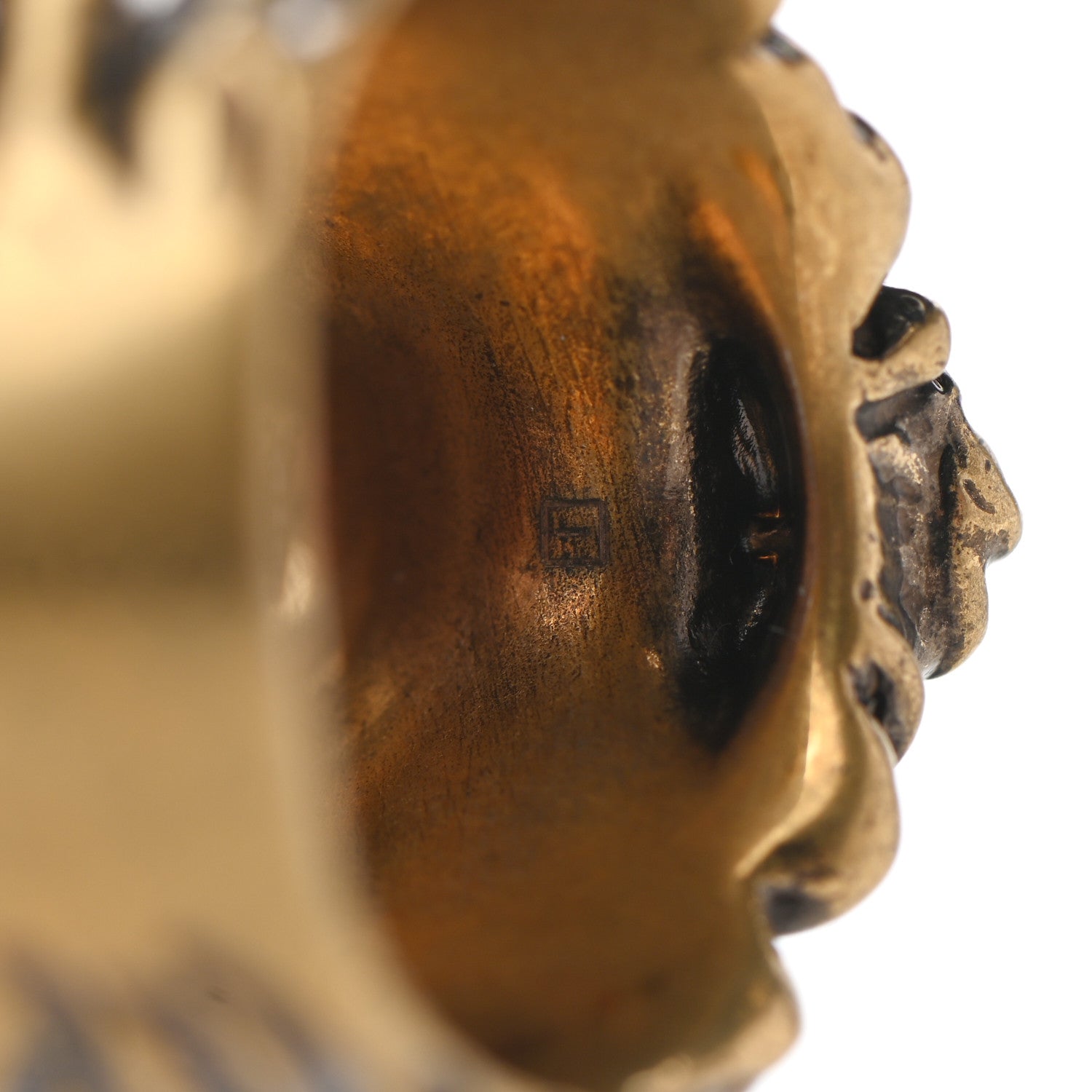 Gucci Metal Lion Head Ring 10.25 Aged Gold 8 of 8