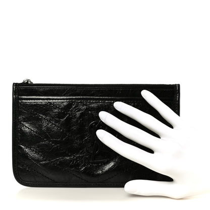 Saint Laurent Crinkled Calfskin Matelasse Monogram Niki Bill Pouch Black 2 of 8