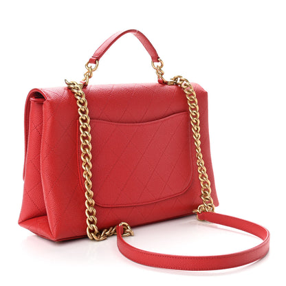Chanel Grained Calfskin Stitched Flap Red 4 of 21
