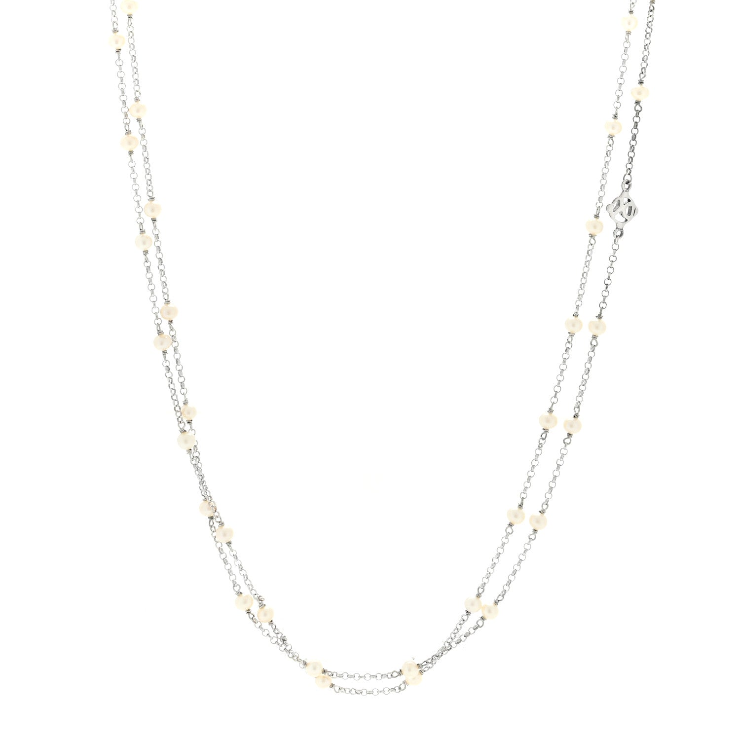 David Yurman Sterling Silver Freshwater Pearl Bead Chain Necklace 1 of 4