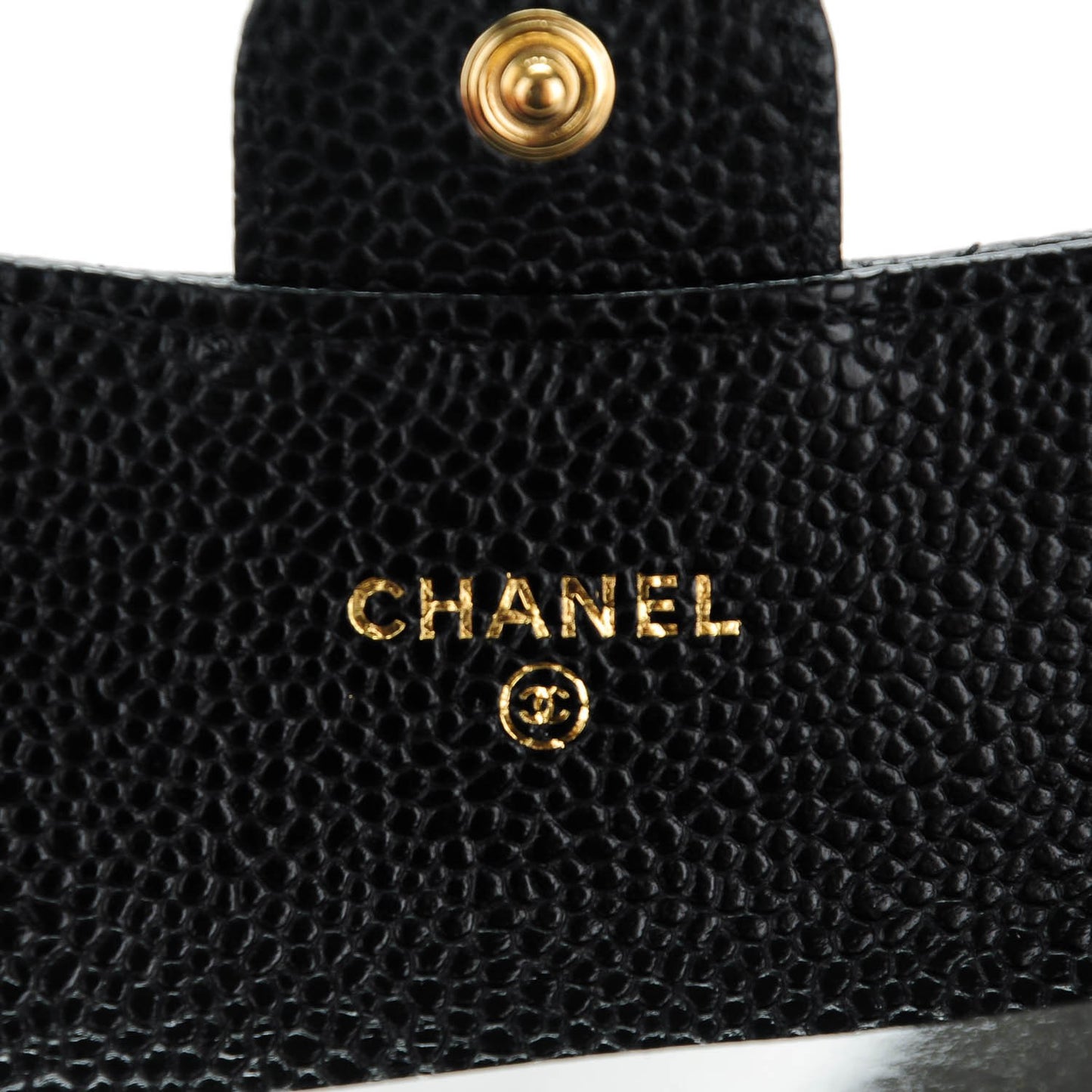 Caviar Quilted Flap Card Holder Black