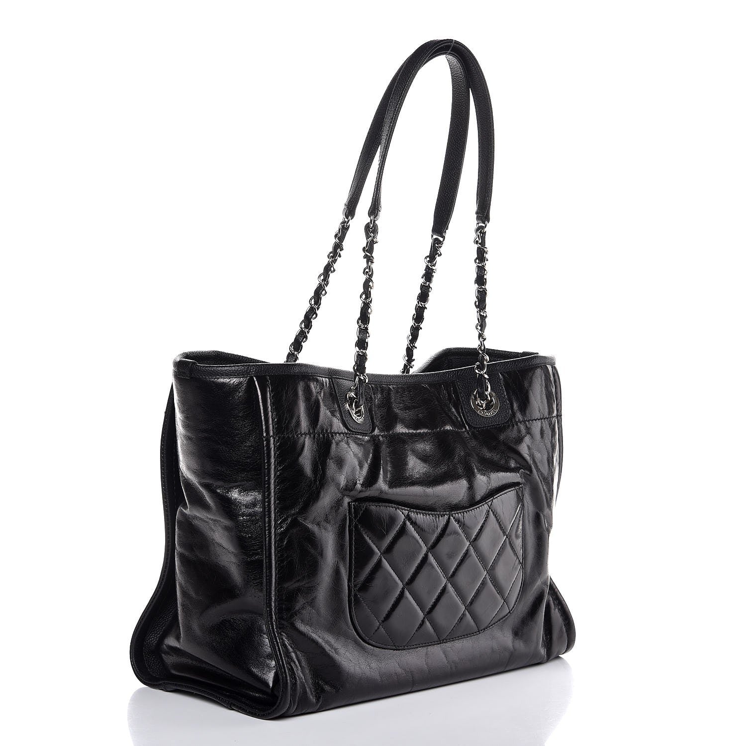 Chanel Glazed Calfskin Small Deauville Tote Black 3 of 8