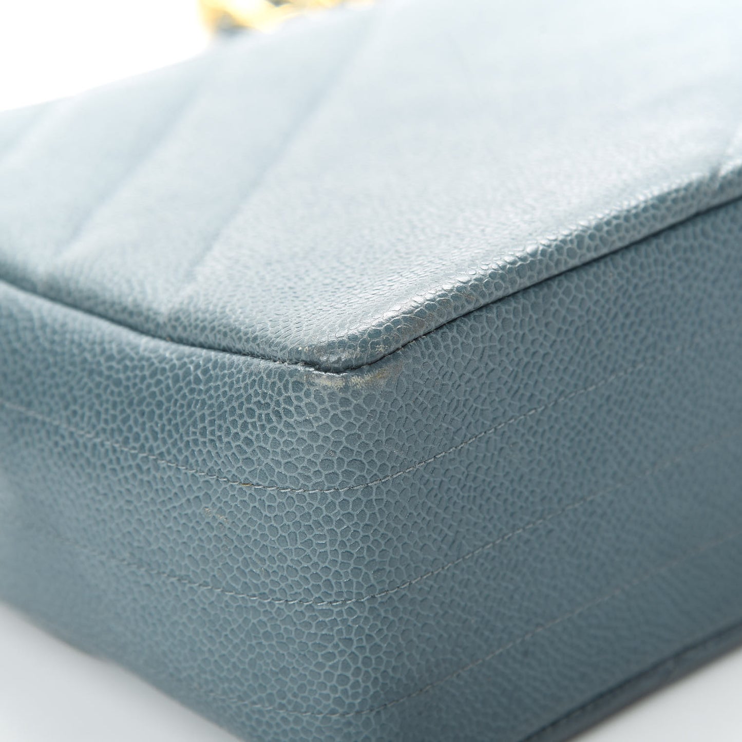 Caviar Diagonal Quilted Jumbo Single Flap Blue