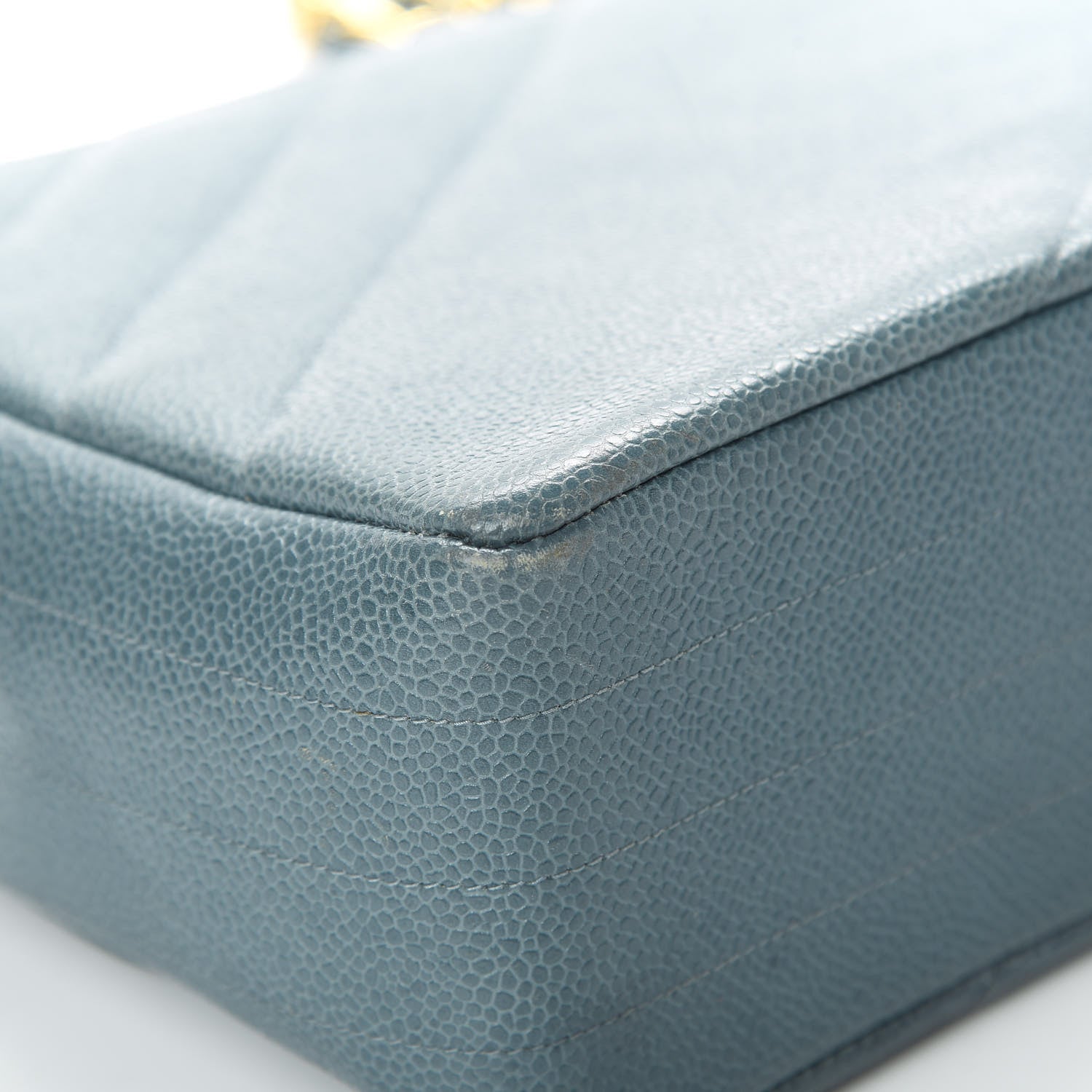 Chanel Caviar Diagonal Quilted Jumbo Single Flap Blue 13 of 18