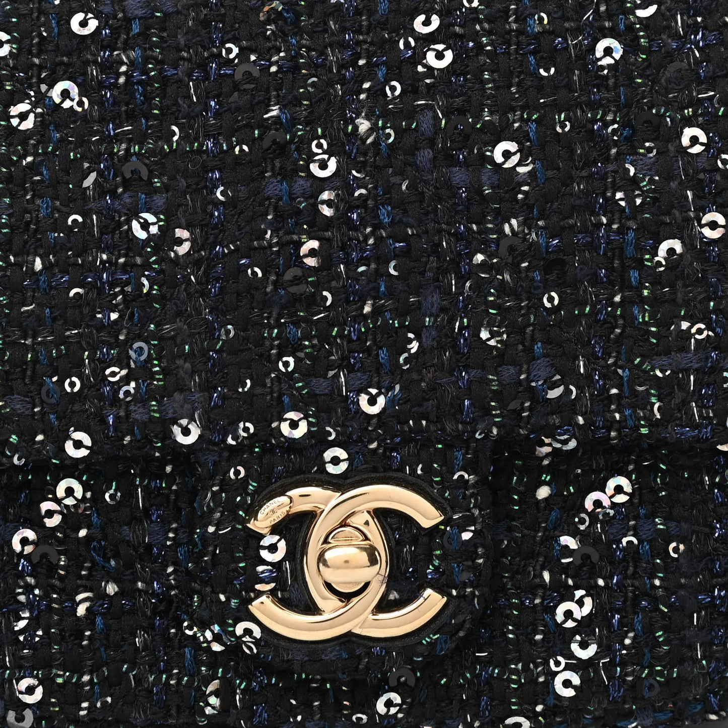 Tweed Mini Pearl Handle Flap Black Ecru