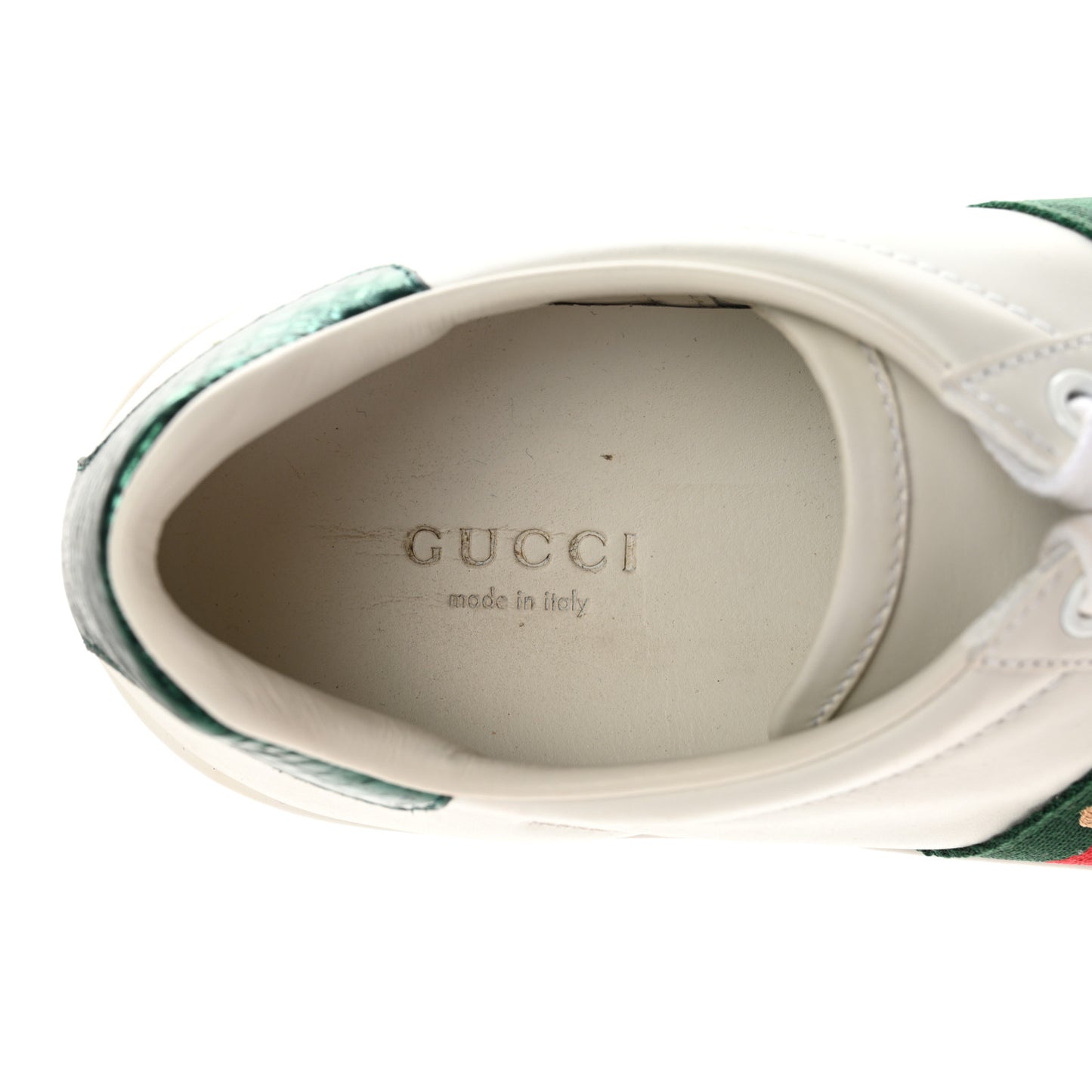 Calfskin Ayers Bee Embroidered Womens Ace Sneakers 37 White Green