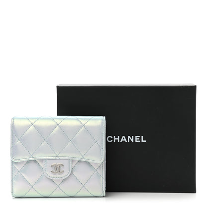 Chanel Iridescent Calfskin Quilted Compact Flap Wallet Light Blue 8 of 8