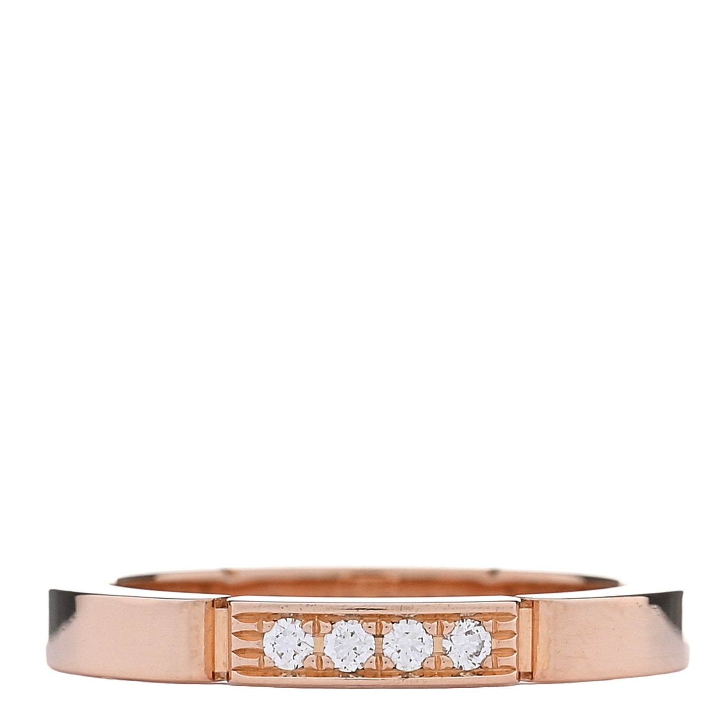 18K Pink Gold Diamond Maillon Panthere Wedding Band Ring 49 5