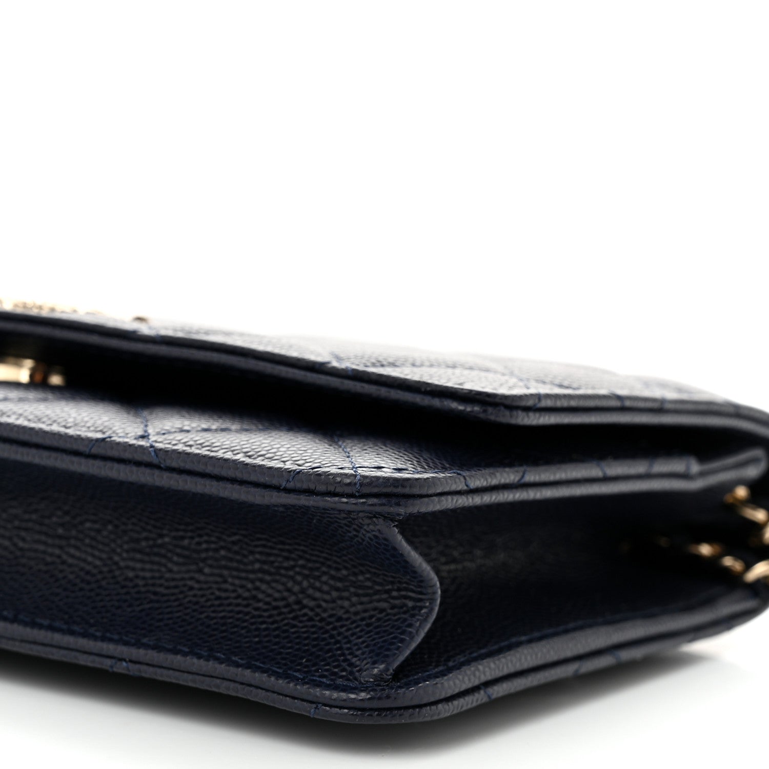 Chanel Caviar Quilted Hammered CC Wallet on Chain WOC Navy Blue 11 of 12