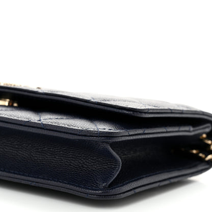 Chanel Caviar Quilted Hammered CC Wallet on Chain WOC Navy Blue 11 of 12