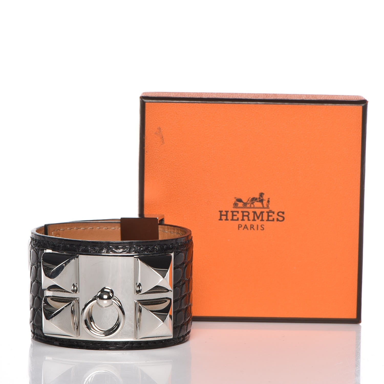 Hermes Matte Alligator Collier de Chien CDC Bracelet S Black 8 of 8