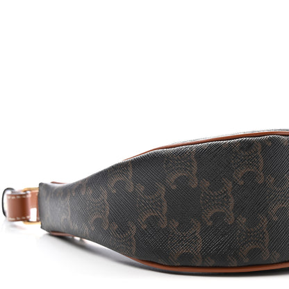 Celine Triomphe Canvas Calfskin Ava Shoulder Bag Tan 10 of 11