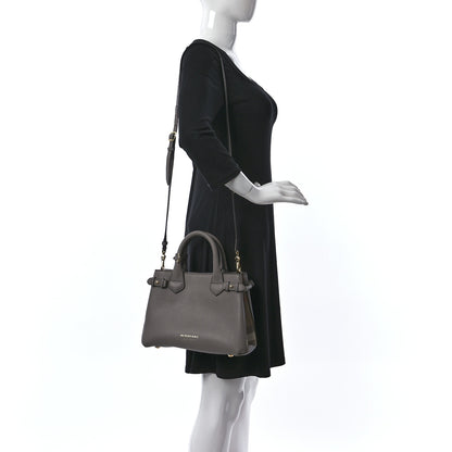 Burberry Derby Calfskin House Check Small Banner Tote Thistle Grey 2 of 10