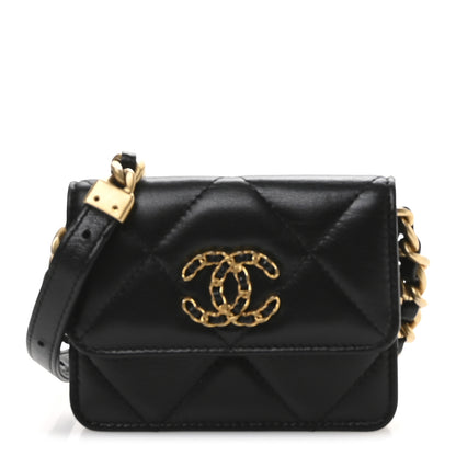 Chanel Lambskin Quilted Chanel 19 Flap Belt Bag Black 1 of 12