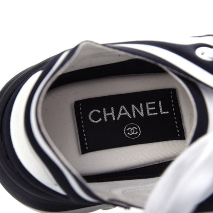 Chanel Lycra Womens CC Sneakers 36.5 White Black 8 of 11