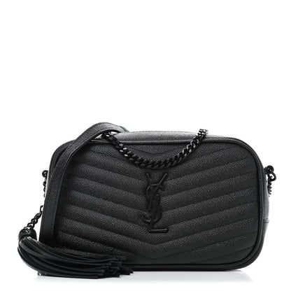 Saint Laurent Grain De Poudre Matelasse Monogram Mini Lou Camera Bag Black 1 of 9