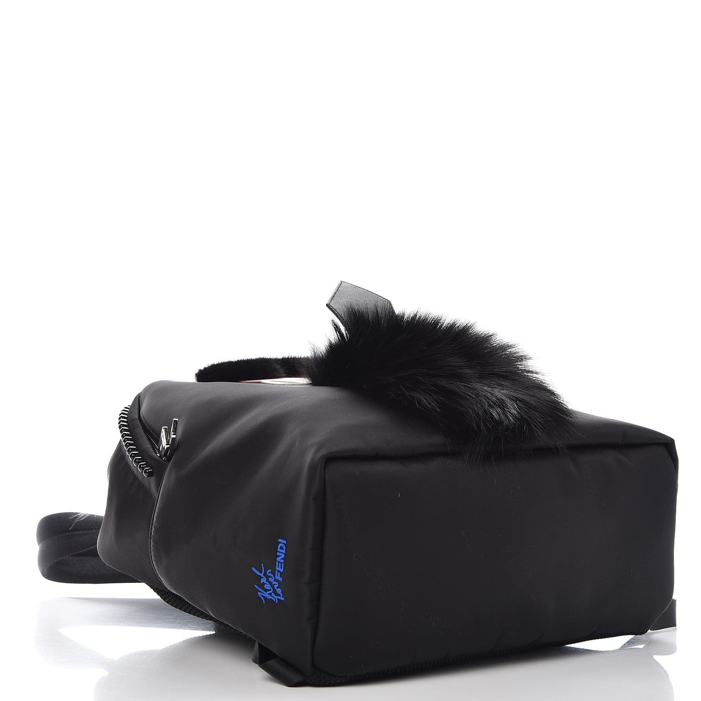 Nylon Vitello Century Mink Fox Goat Fur Studded Karlito Backpack Black Multicolor