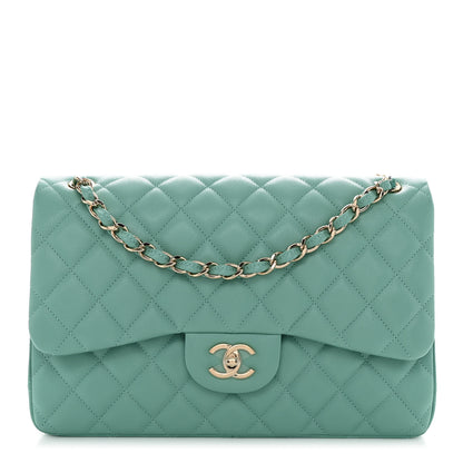 Chanel Caviar Quilted Jumbo Double Flap Light Green 1 of 10