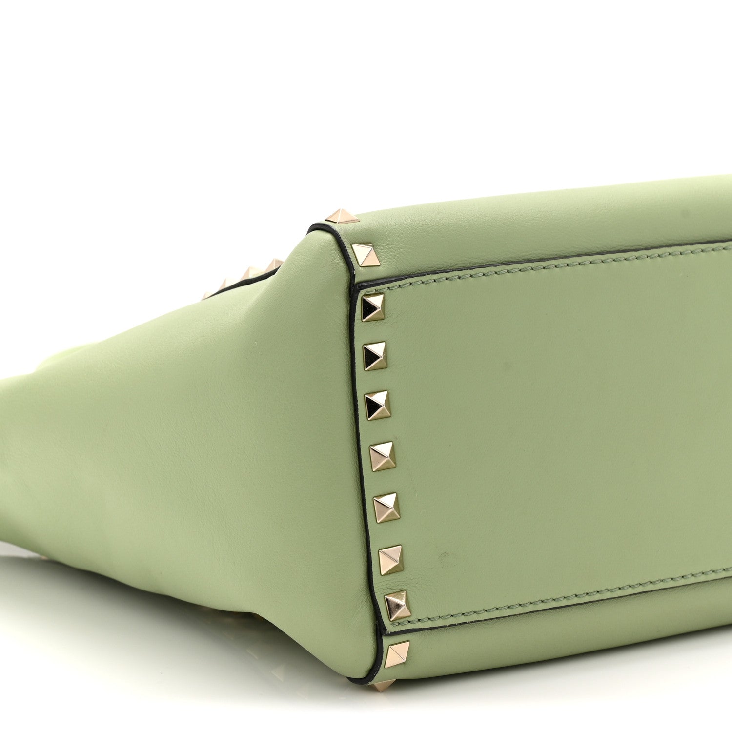 Valentino Garavani Vitello Rockstud Double Handle Tote Green Tea