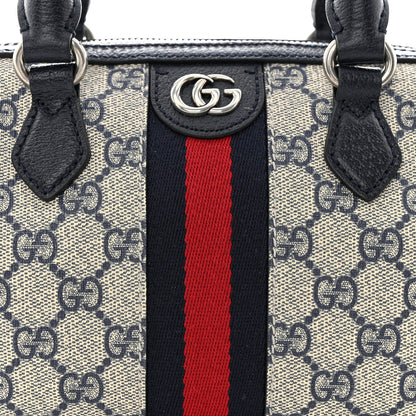 Gucci GG Supreme Monogram Textured Dollar Calfskin Web Mini Ophidia Top Handle Bag Beige Blue 8 of 10