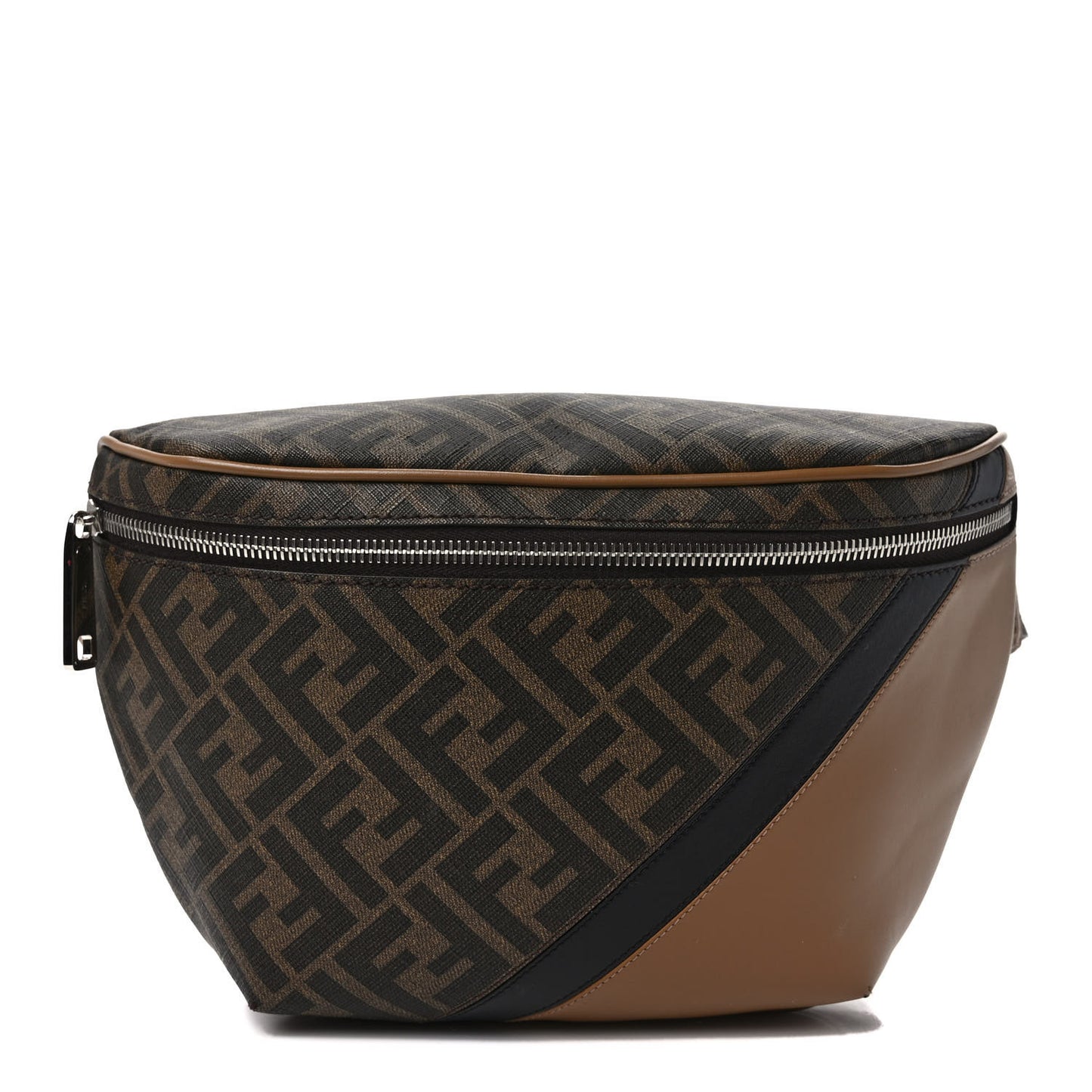 Glazed Fabric Vitello Cover FF 1974 Diagonal Bi-Color Belt Bag Tobacco Moro Sand Black