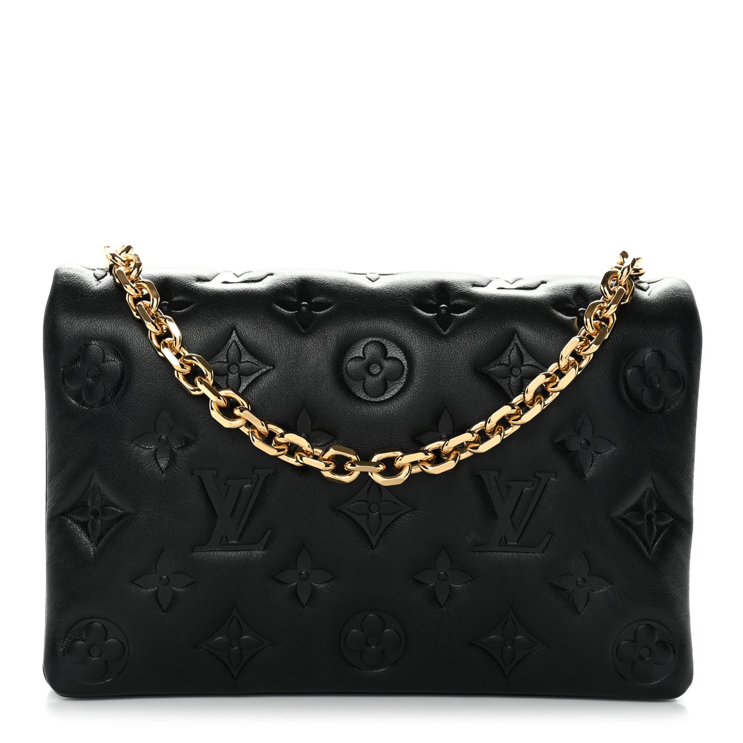 Lambskin Embossed Monogram Pochette Coussin Black