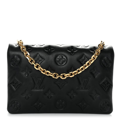 Louis Vuitton Lambskin Embossed Monogram Pochette Coussin Black 1 of 9