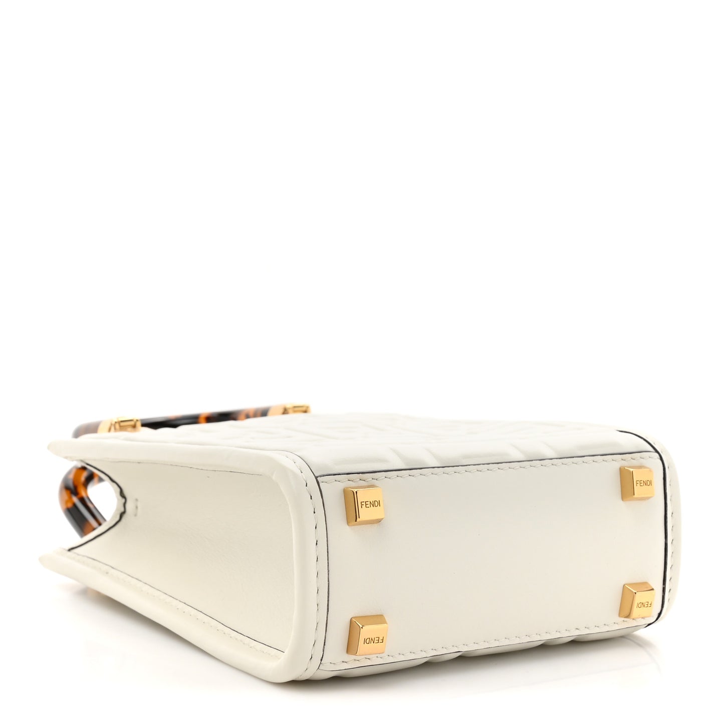 Vitello Plexiglass FF Embossed Mini Fendi Sunshine Shopper Tote White