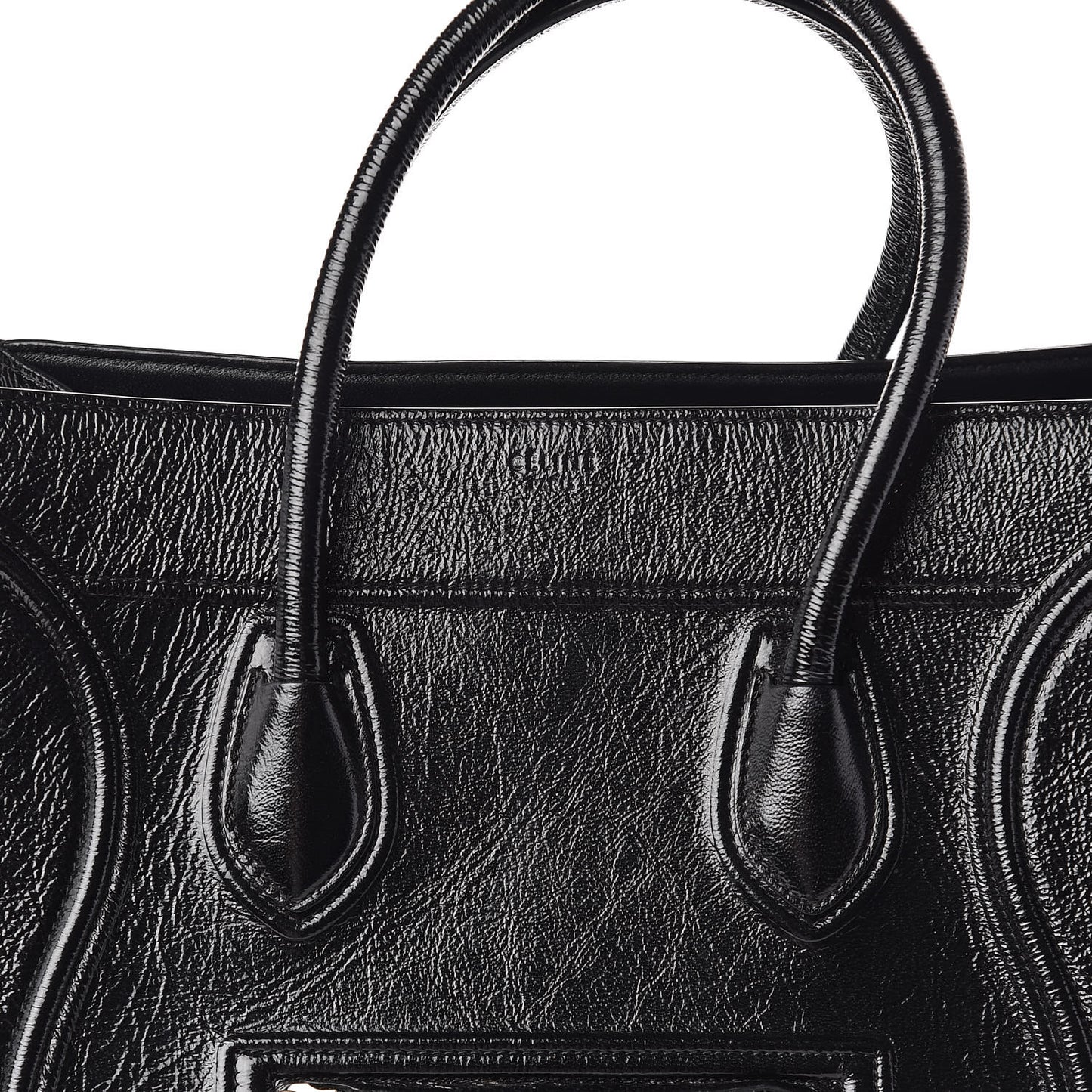 Crinkled Patent Calfskin Medium Phantom Luggage Black