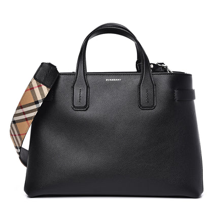 Burberry Derby Calfskin House Check Medium Banner Tote Black 1 of 10