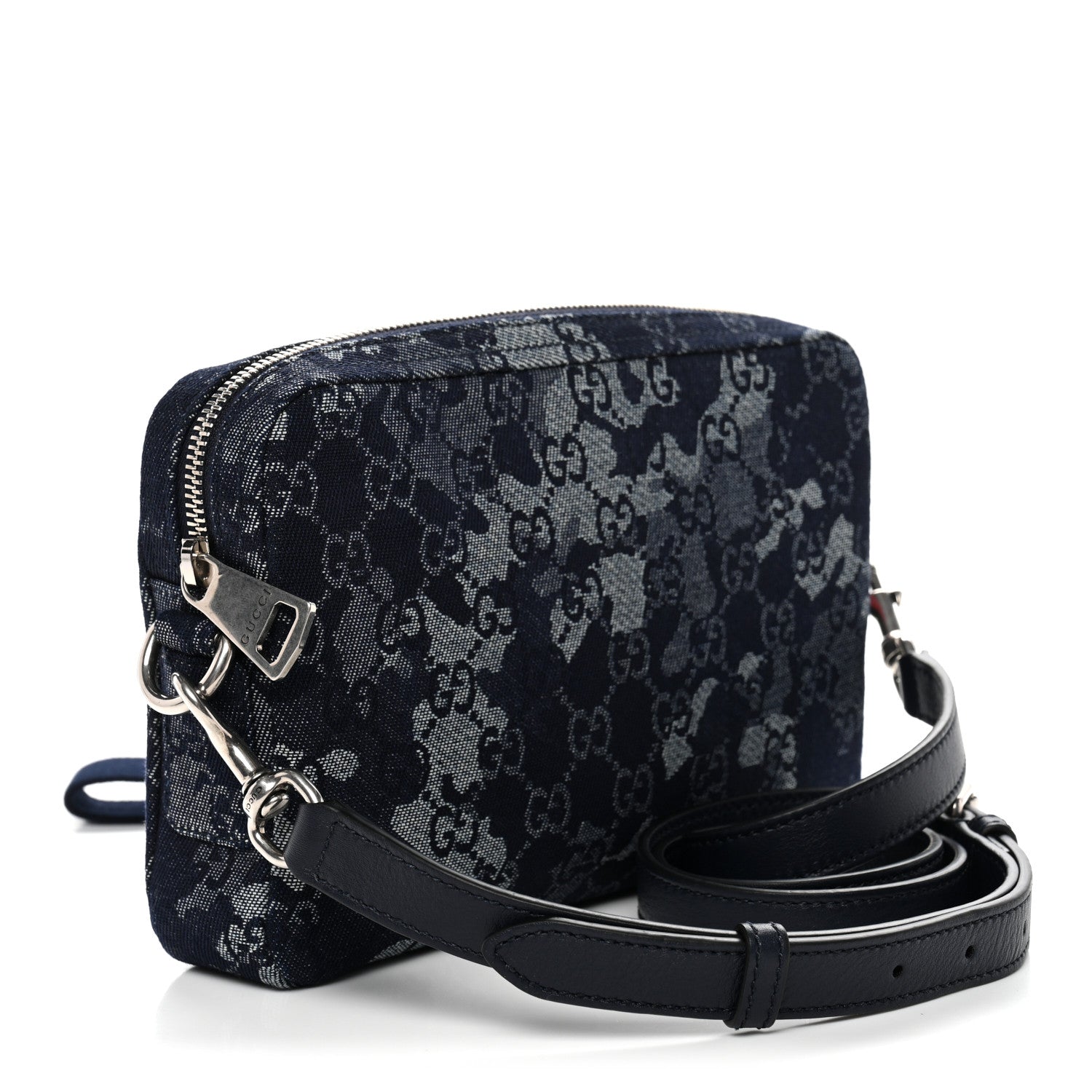 Gucci Denim GG Monogram Camouflage Small Crossbody Bag Blue 3 of 11