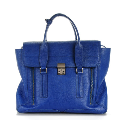 3.1 Phillip Lim 3.1 Textured Calfskin Large Pashli Satchel Cobalt 1 of 7