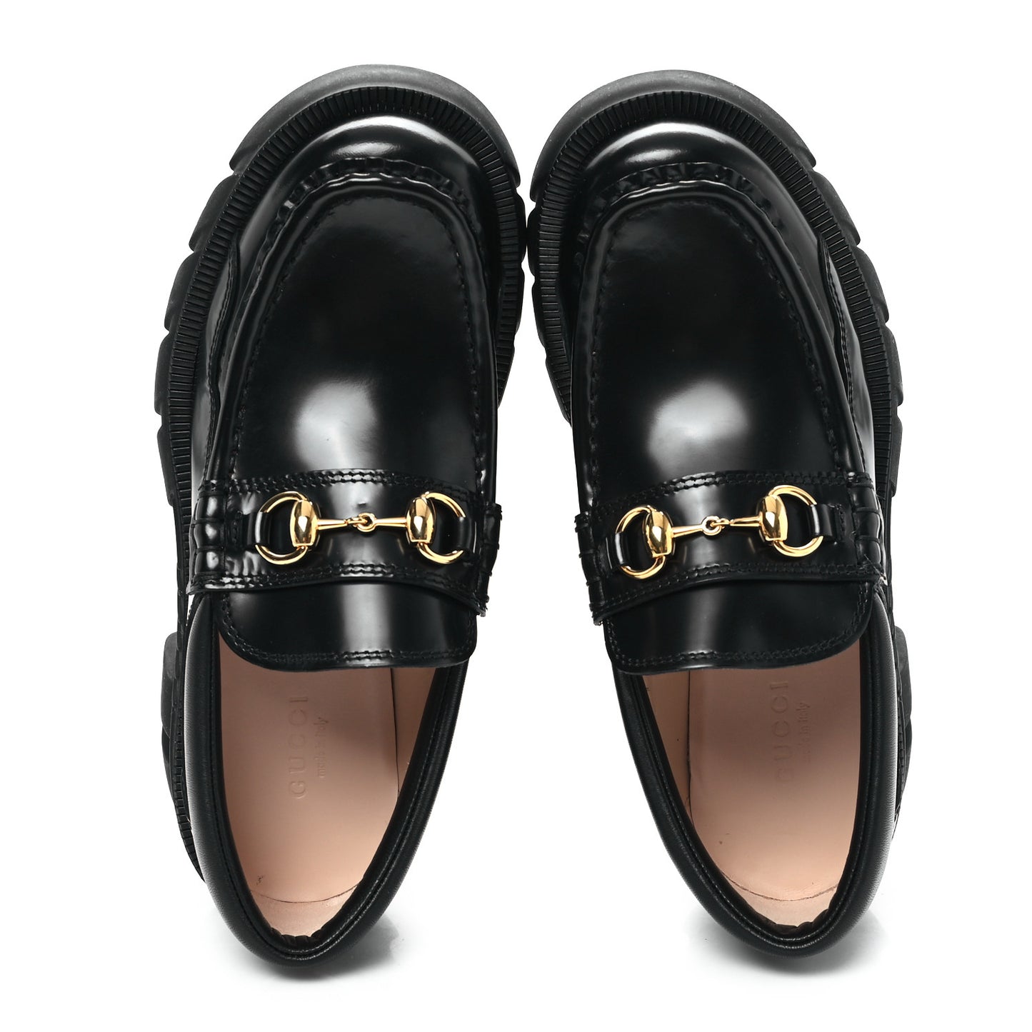 Magnum Calfskin Nappa Samoa Womens Horsebit Platform Chunky Lug Sole 40mm Loafers 35 Black