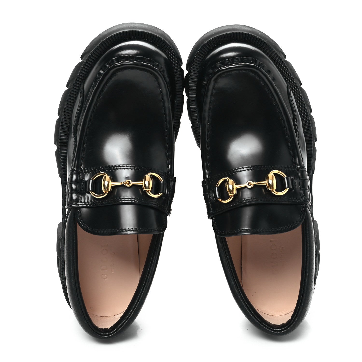 Gucci Magnum Calfskin Nappa Samoa Womens Horsebit Platform Chunky Lug Sole 40mm Loafers 35 Black 2 of 9
