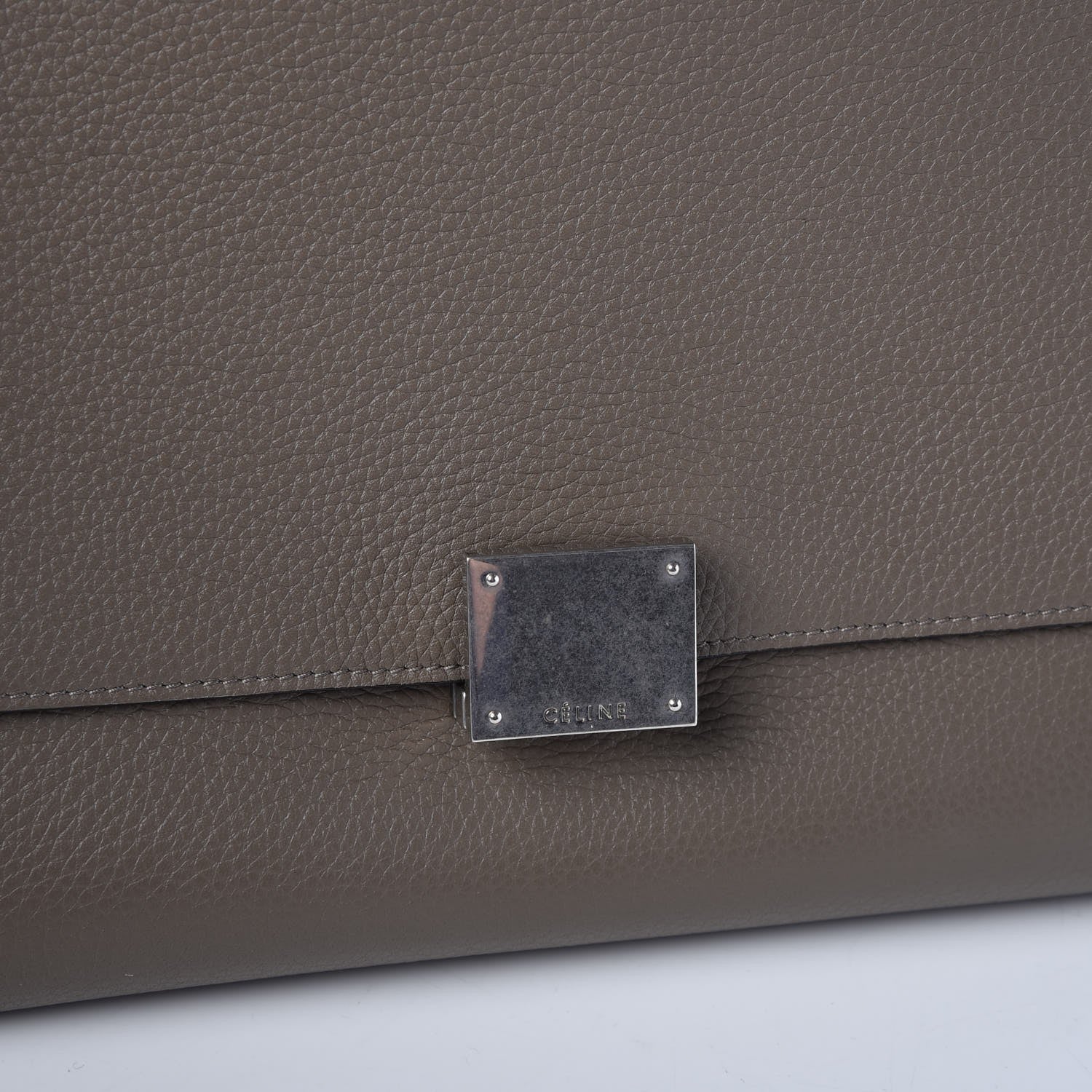 Celine Drummed Calfskin Suede Small Trapeze Souris 7 of 8
